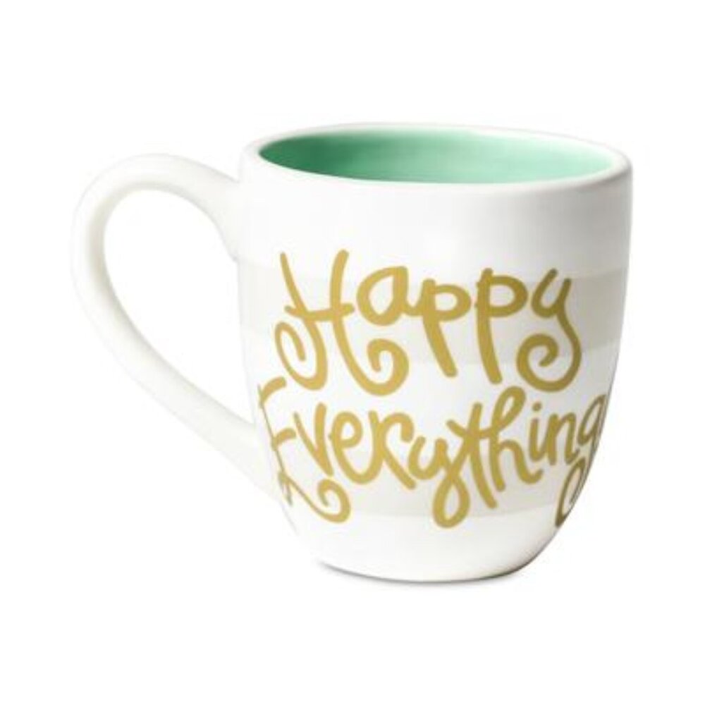 Happy Everything White Stripe Mug - White